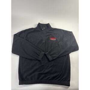 ESPN The Magazine 1/4 Zip Fleece Pullover Jacket Black Size XL Casual